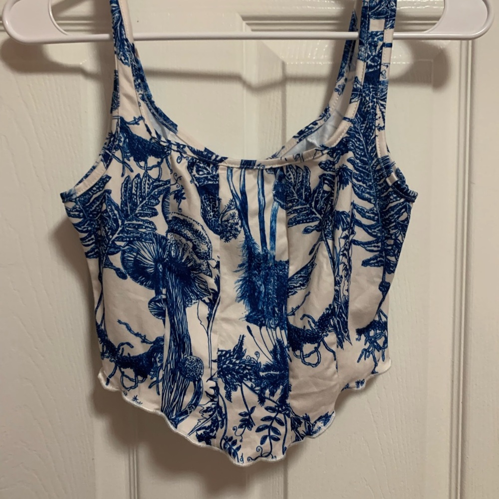 Blue and White Women's Top